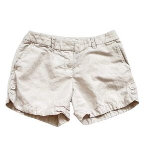 J. Crew Linen Cotton Low Rise Button Accent Chino Shorts Light Beige Size 0